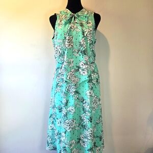 Elle Dress Women's Small Floral Print Bowtie Collar